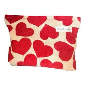 One Large Red Heart Shaped Makeup Bag